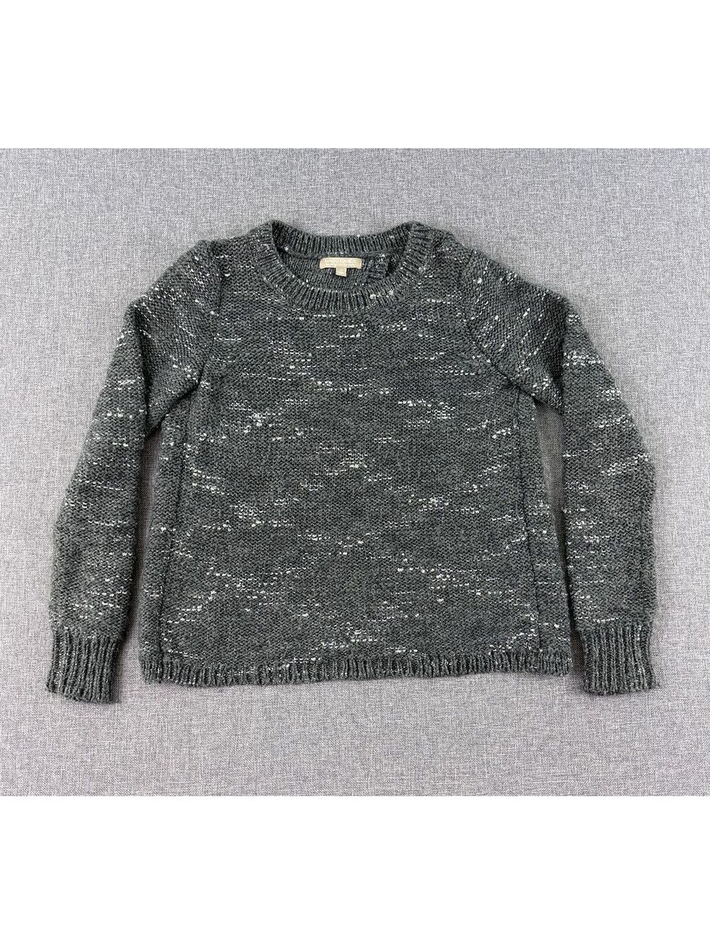 Banana Republic Women's Size M Charcoal Gray Metallic Split Back Italian Sweater